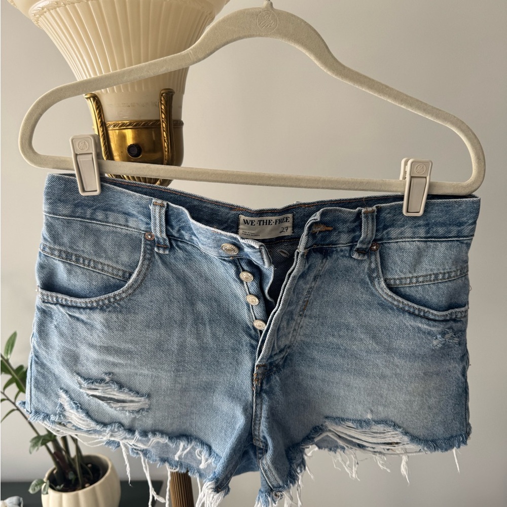 We The Free Women's Blue Denim Shorts